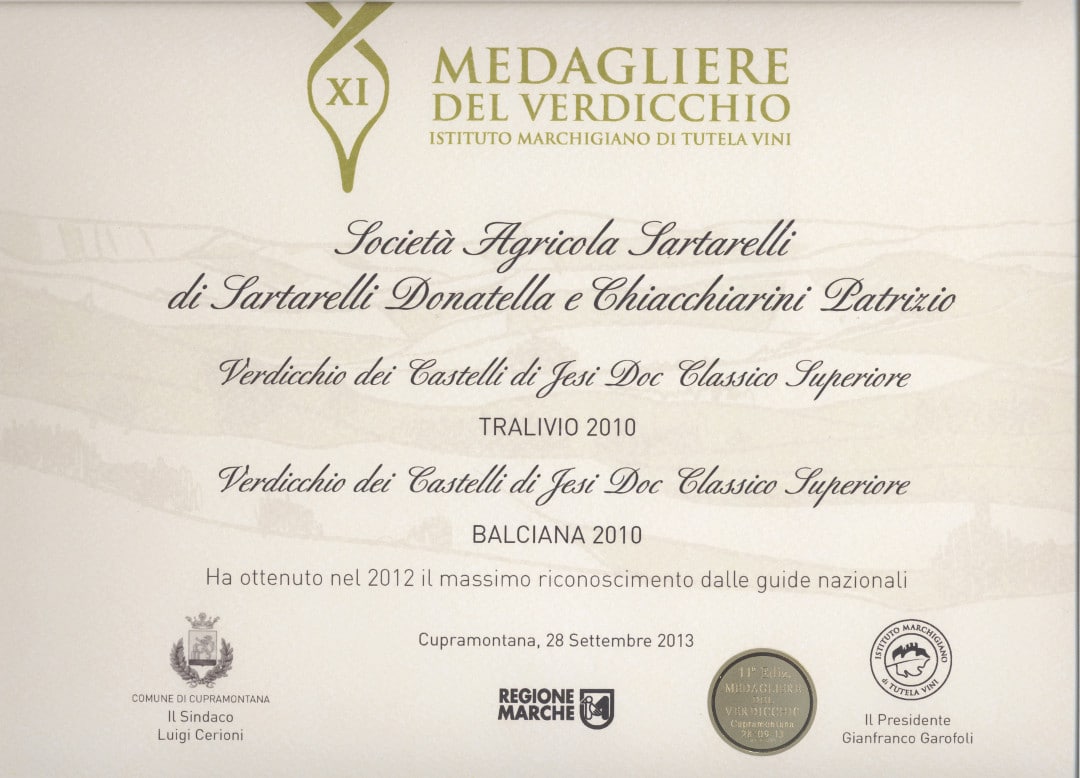 Balciana 2010 - 11 Medagliere del Verdicchio 2013