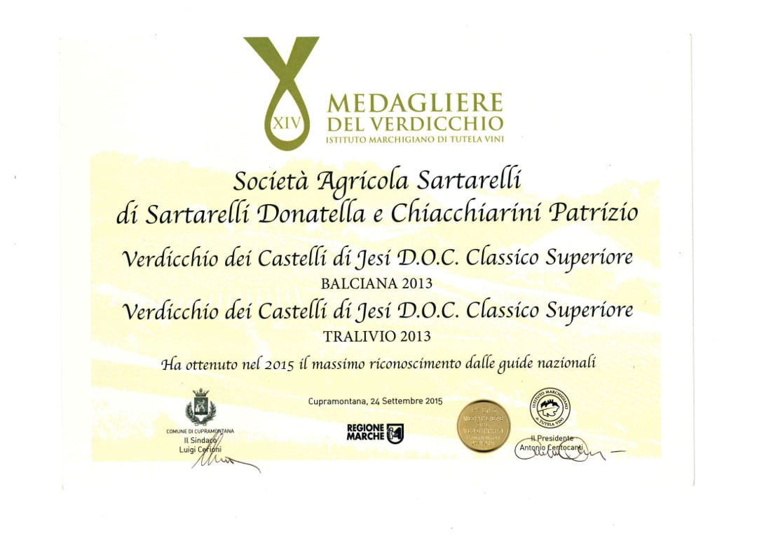 Balciana 2013 - 14° Medagliere del Verdicchio 2016