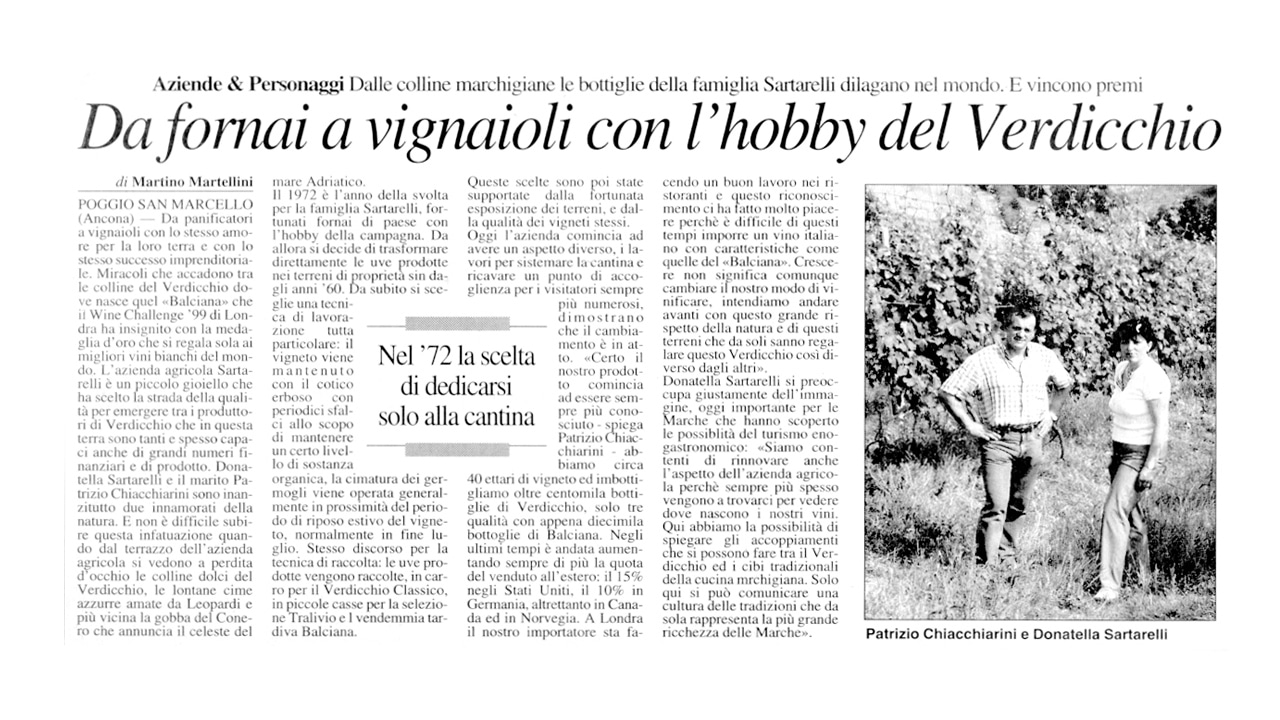 Da fornai a vignaioli con l'hobby del Verdicchio