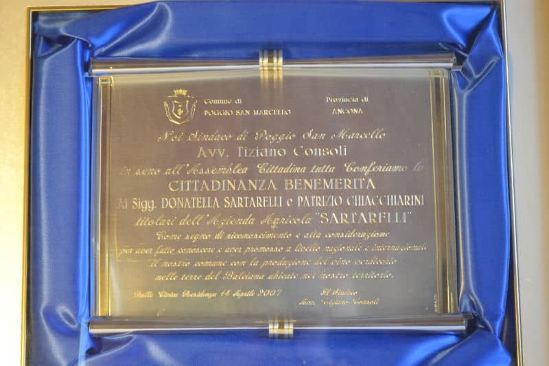Honorary Citizenship of Poggio San Marcello to Donatella Sartarelli & Patrizio Chiacchiarini in 2007