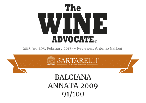 2013 The Wine Advocate - Balciana Sartarelli 2009