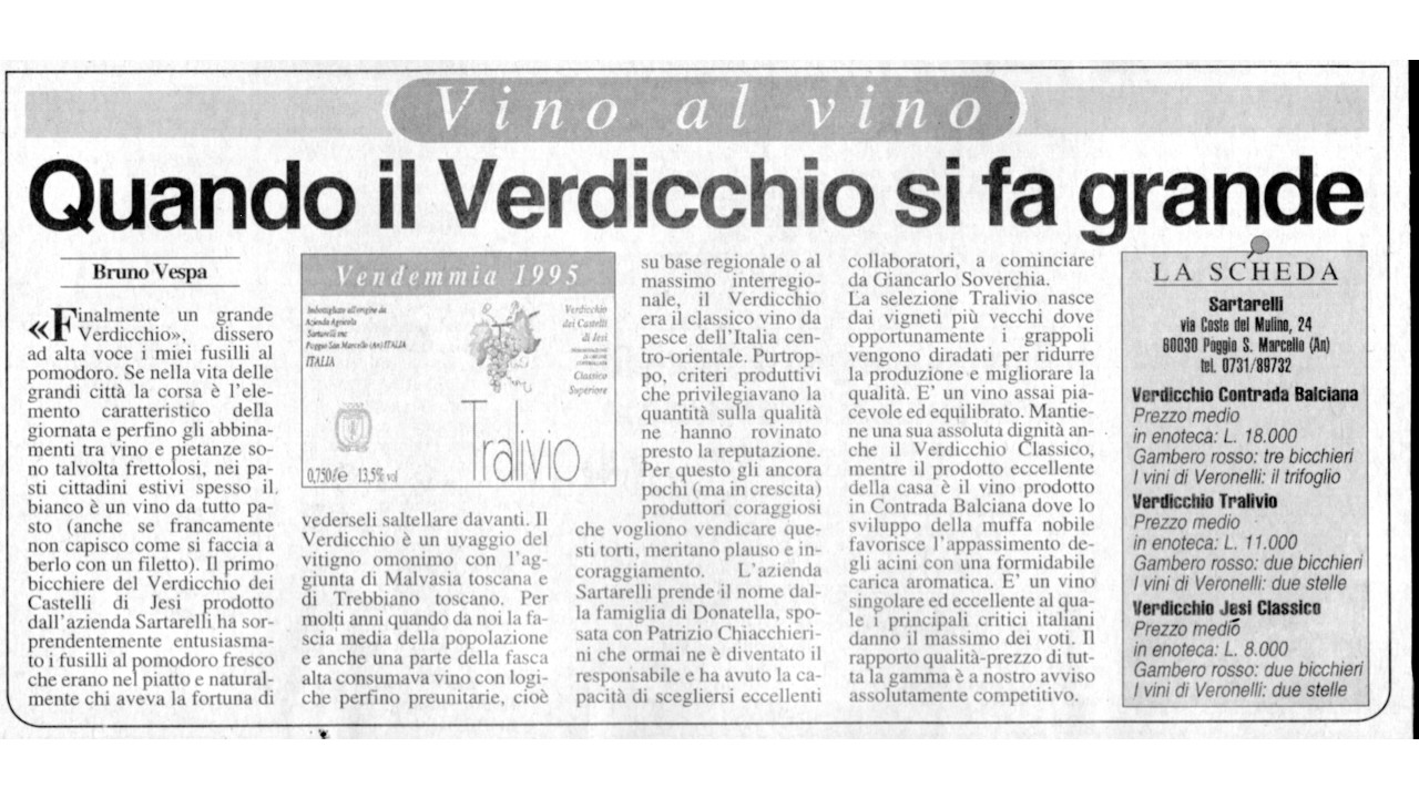 Quando il Verdicchio si fa grande - Bruno Vespa