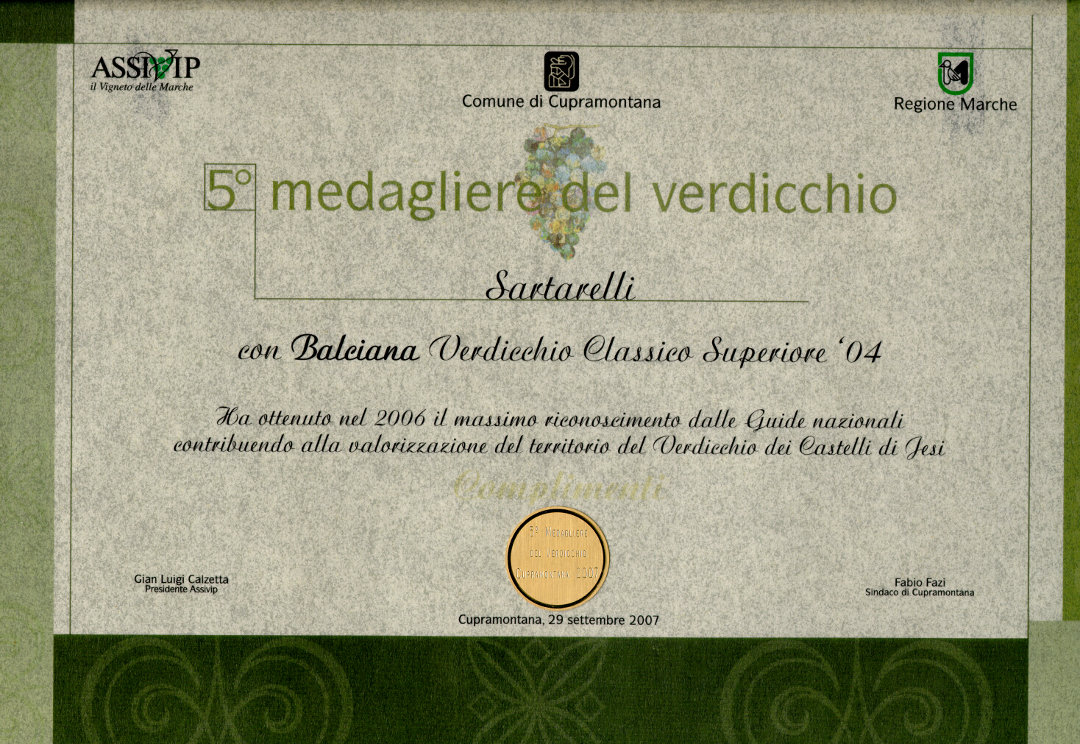 Balciana 2004 - 5° Medagliere del Verdicchio 2007