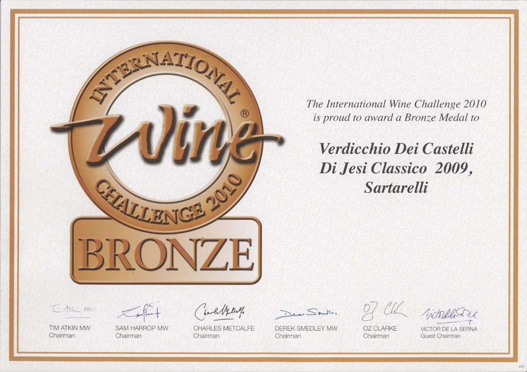 Sartarelli Classico 2009 - Bronze Medal - International Wine Challenge 2010