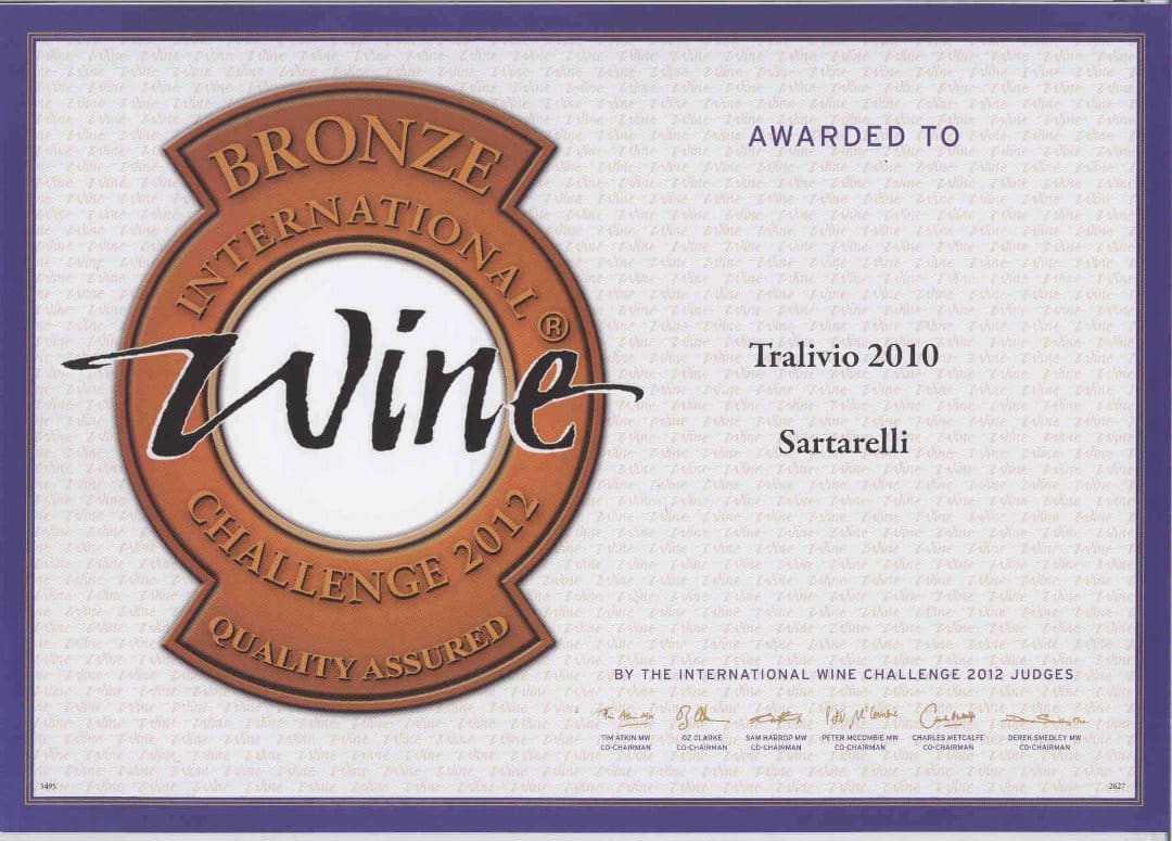 Tralivio 2010 - Bronze Medal - International Wine Challenge 2012