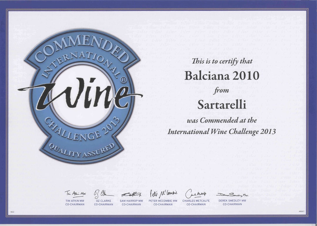 Balciana 2010 - Commended Medal International Wine Challenge 2013