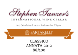Sartarelli Classico 2012 - 88 points - Tanzer's International Wine Cellar
