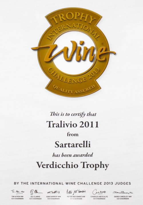 Tralivio Sartarelli 2011 - Verdicchio Trophy - International Wine Challenge 2013
