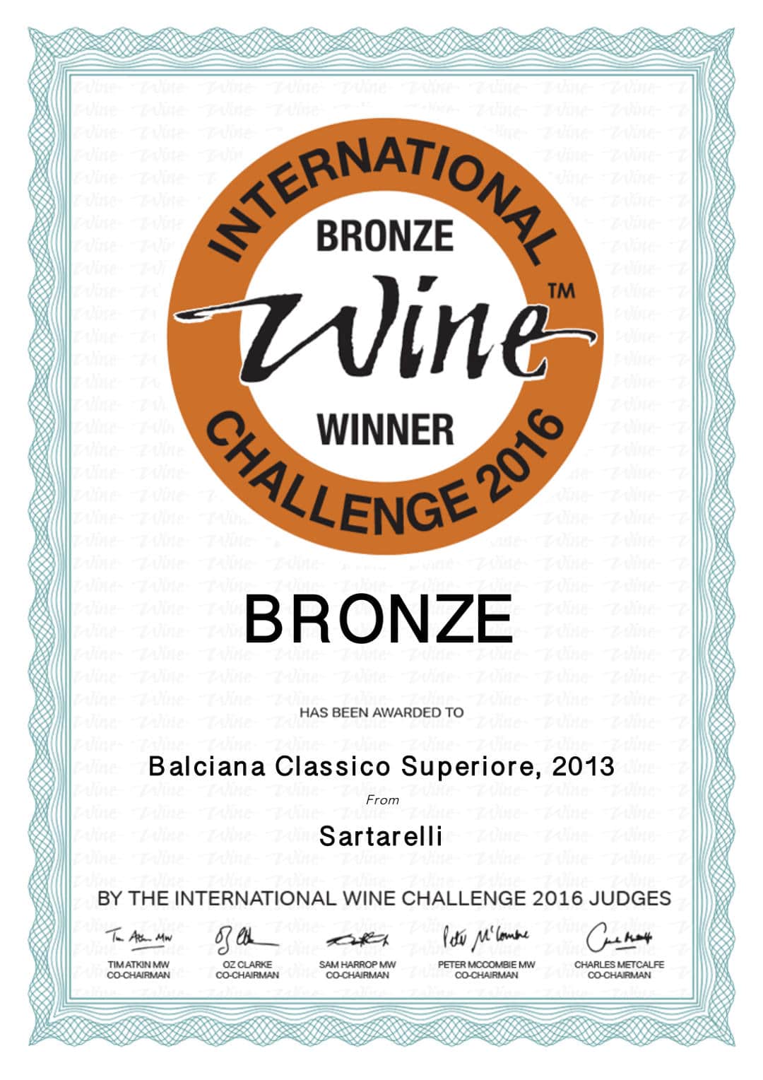 Balciana 2013 - Bronze Medal - International Wine Challenge 2016