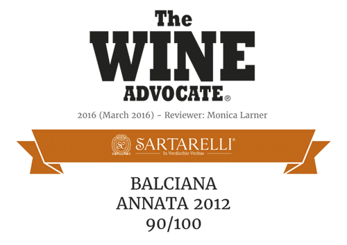 Balciana 2012 - 90/100 - The Wine Advocate 2016
